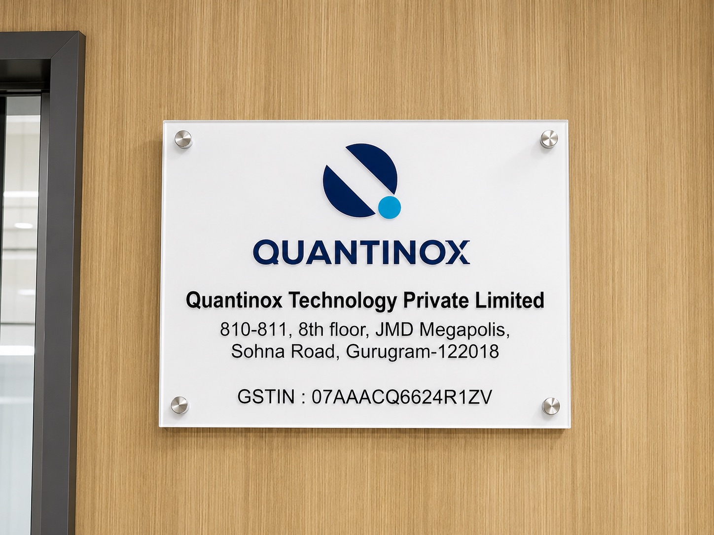 Quantinox Technology Name Plates by Aadlabs